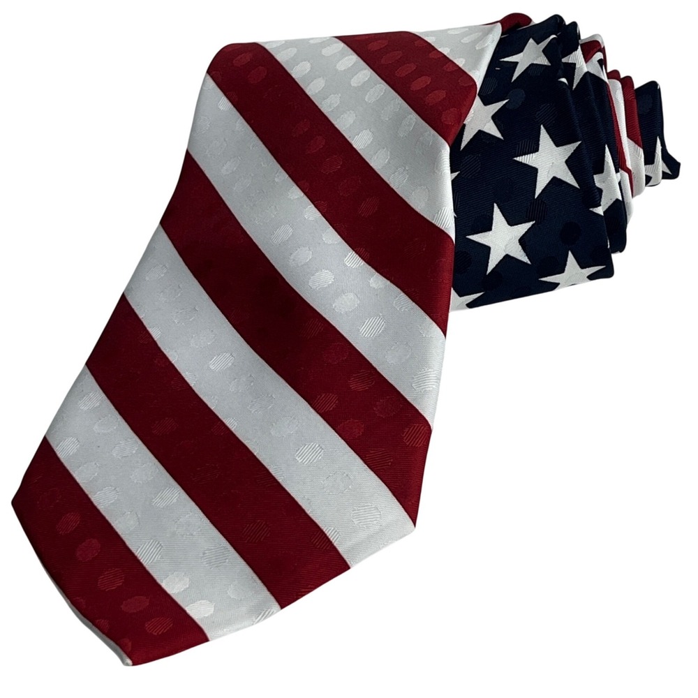 Naboth American Flag Tie Men One Size Red White Blue Stars Stripes Patriotic